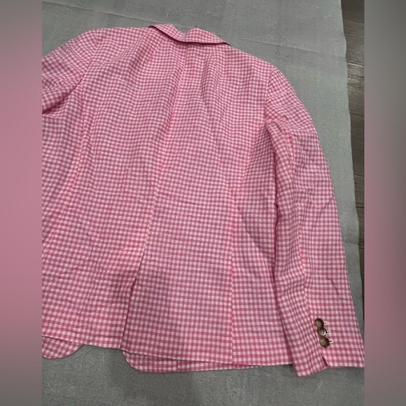 [US14]Talbots Collette’s Pink Gingham Preppy Women's Linen Blend Blazer NWOT - Picture 15 of 15